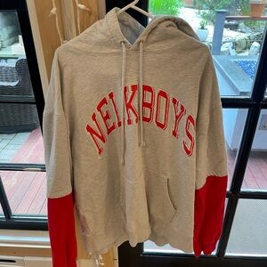 Full SEND Nelk Boys Gray and Red Hoodie